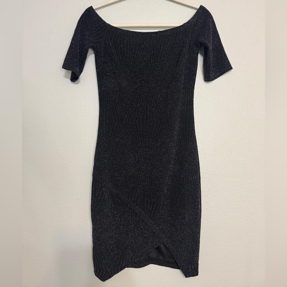Y2K Charlotte Russe Glitter Off Shoulder Body-con Dress